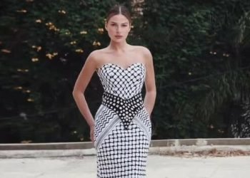 باميلا الكيك ترتدي فستانا بلون الكوفية الفلسطينية في مهرجان بياف 2025